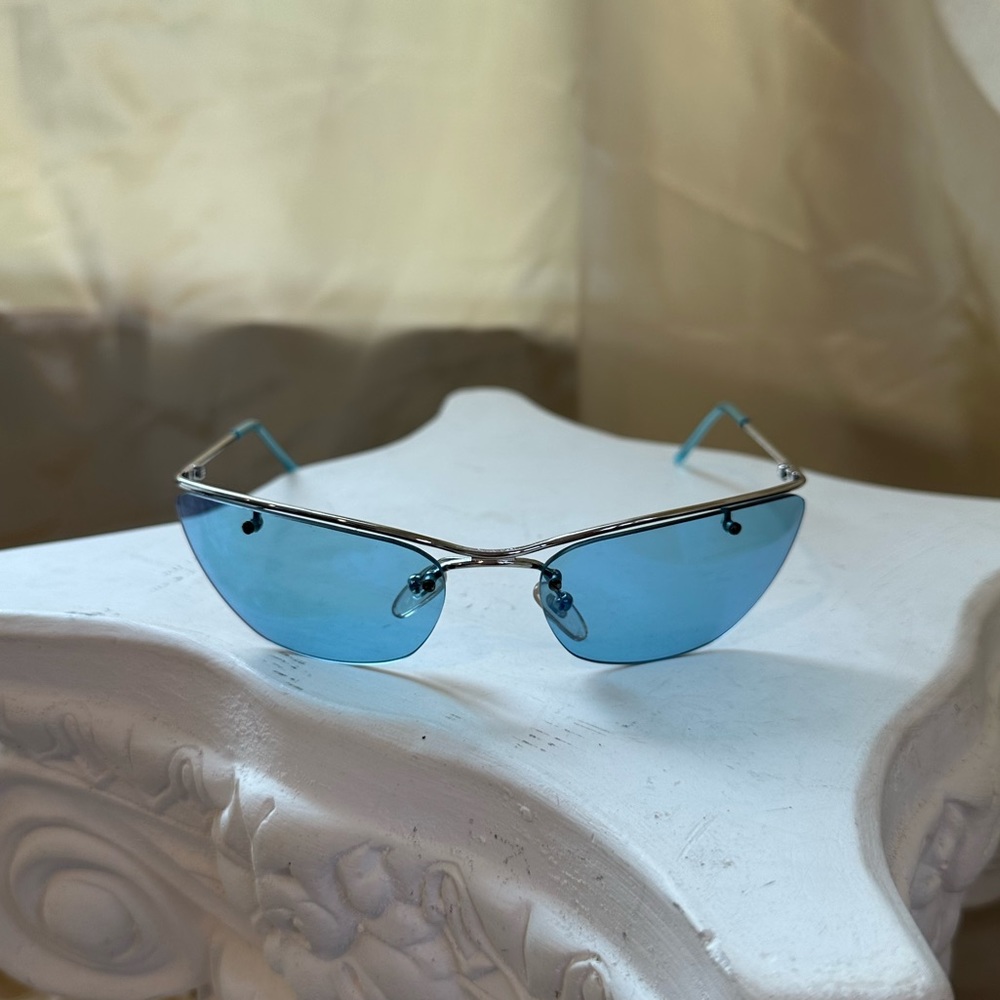 Christian Dior Flash RARE Vintage Y2K Rimless Sunglasses in Blue - Picture 3 of 14